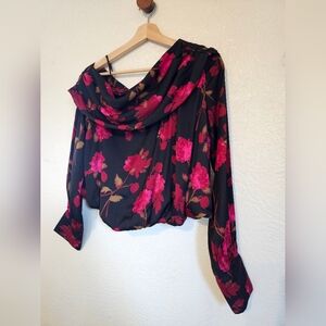 Free People Floral Off Shoulder Cropped Blouse
